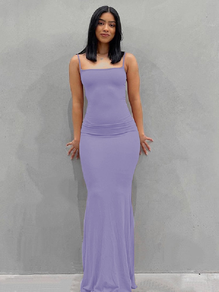 BOOFEENAA Strap Backless Long Maxi Dresses Party Club Vacation Outfits for Women Sexy Casual Summer Dress 2022 Wholesale C85CZ24
