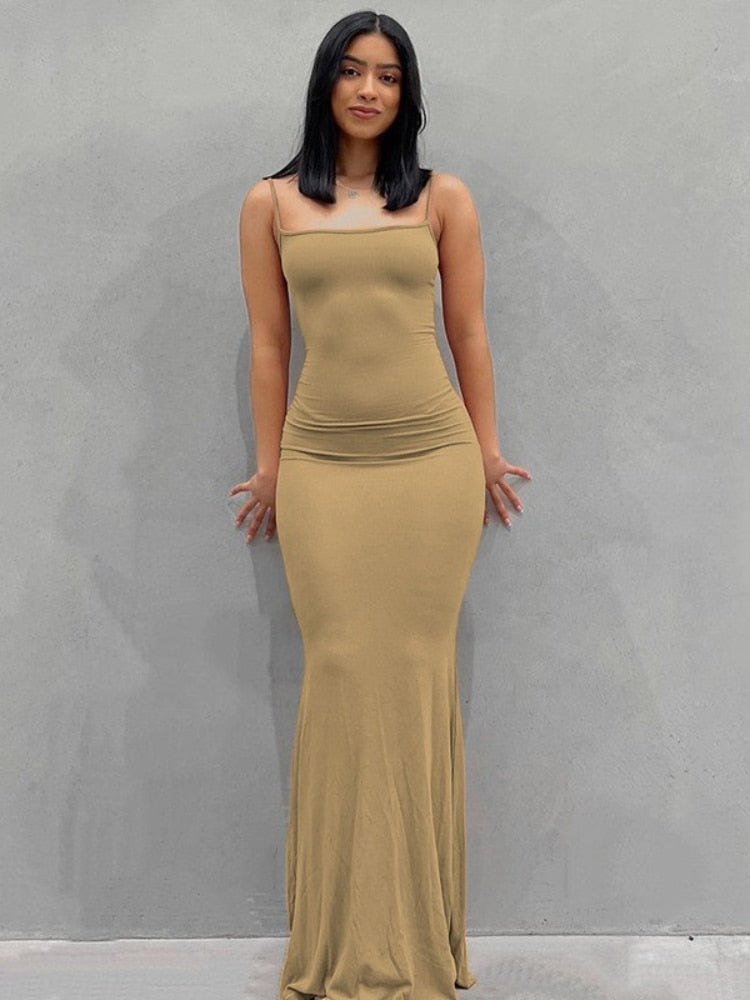 BOOFEENAA Strap Backless Long Maxi Dresses Party Club Vacation Outfits for Women Sexy Casual Summer Dress 2022 Wholesale C85CZ24