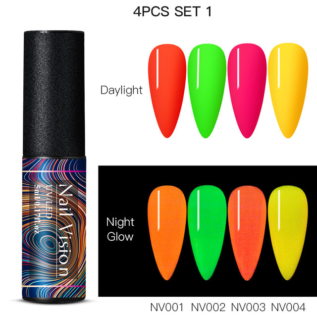 Luminous Nail Gel Glow In Dark Fluorescent Neon UV LED Semi Permanent Soak Off Gel Varnish Lighting In Night Nail Art Varnish