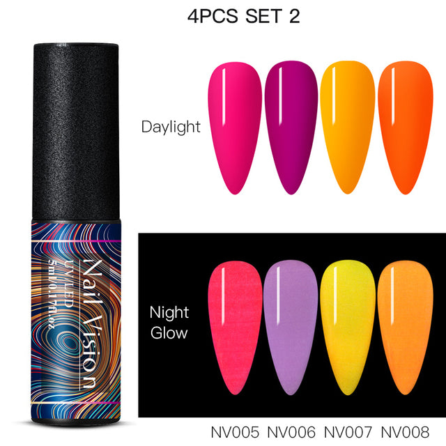 Luminous Nail Gel Glow In Dark Fluorescent Neon UV LED Semi Permanent Soak Off Gel Varnish Lighting In Night Nail Art Varnish