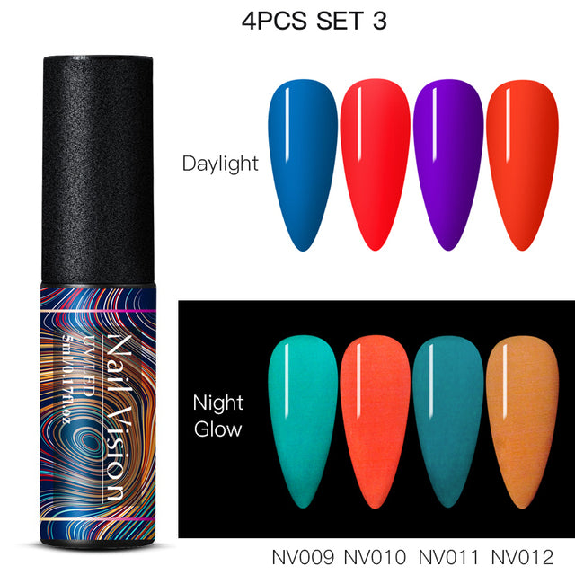Luminous Nail Gel Glow In Dark Fluorescent Neon UV LED Semi Permanent Soak Off Gel Varnish Lighting In Night Nail Art Varnish