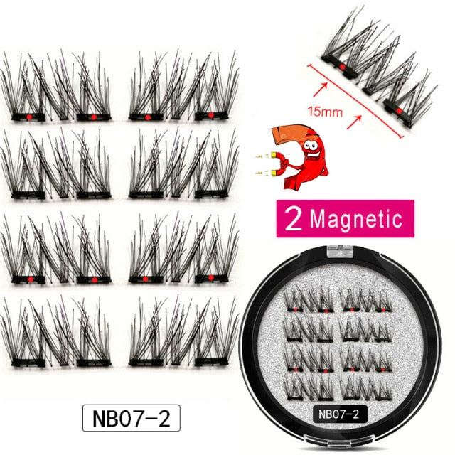 MB New 8Pcs Magnet Mink Lashes 100% Magnetic Eyelashes Natural Hair False Eye lashes 3D Fake Lash Fluffy Faux Cils magnetique