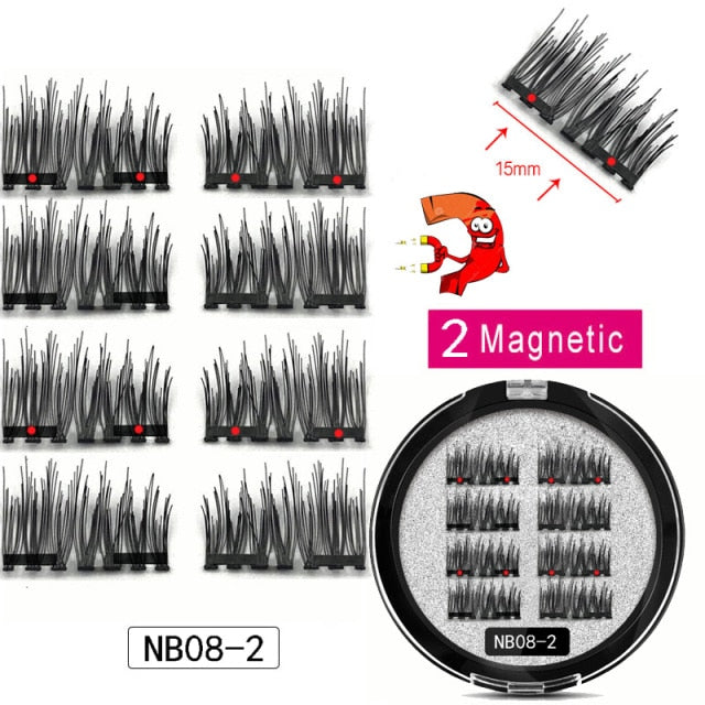 MB New 8Pcs Magnet Mink Lashes 100% Magnetic Eyelashes Natural Hair False Eye lashes 3D Fake Lash Fluffy Faux Cils magnetique