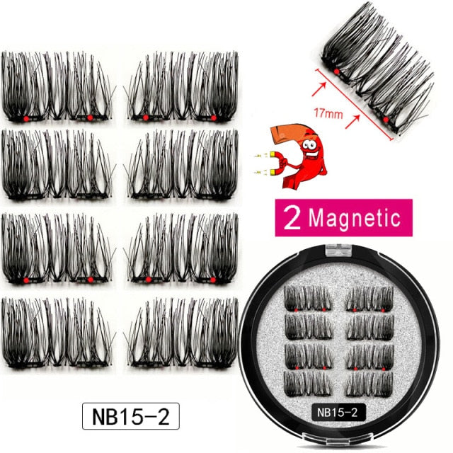 MB New 8Pcs Magnet Mink Lashes 100% Magnetic Eyelashes Natural Hair False Eye lashes 3D Fake Lash Fluffy Faux Cils magnetique