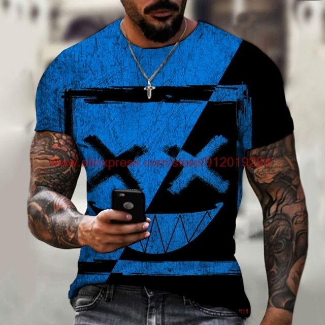 Funny pattern men's t-shirt horror O-neck t-shirt summer fashion top boy clothing large size streetwear men's hip hop 3D t shirt