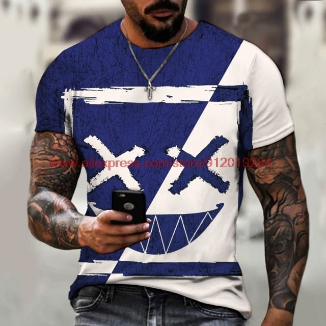 Funny pattern men's t-shirt horror O-neck t-shirt summer fashion top boy clothing large size streetwear men's hip hop 3D t shirt