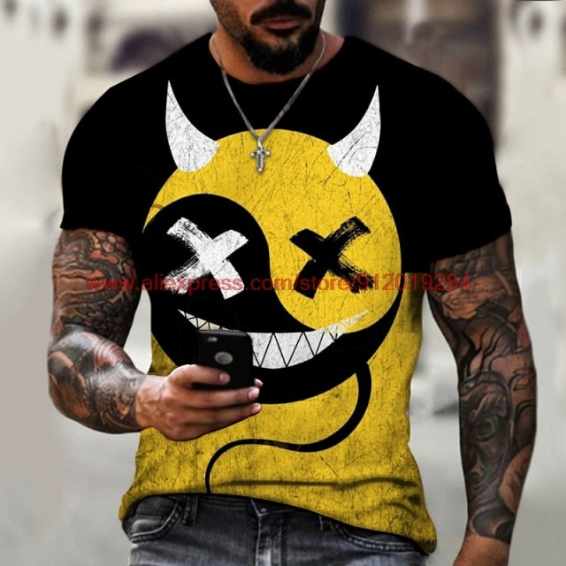 Funny pattern men's t-shirt horror O-neck t-shirt summer fashion top boy clothing large size streetwear men's hip hop 3D t shirt