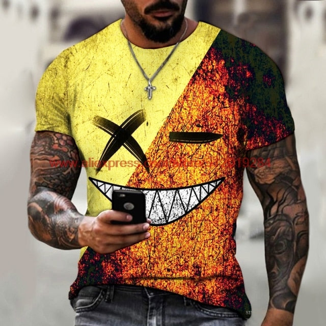 Funny pattern men's t-shirt horror O-neck t-shirt summer fashion top boy clothing large size streetwear men's hip hop 3D t shirt