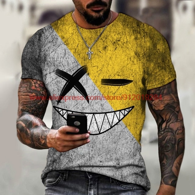 Funny pattern men's t-shirt horror O-neck t-shirt summer fashion top boy clothing large size streetwear men's hip hop 3D t shirt