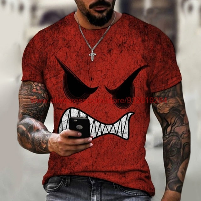 Funny pattern men's t-shirt horror O-neck t-shirt summer fashion top boy clothing large size streetwear men's hip hop 3D t shirt