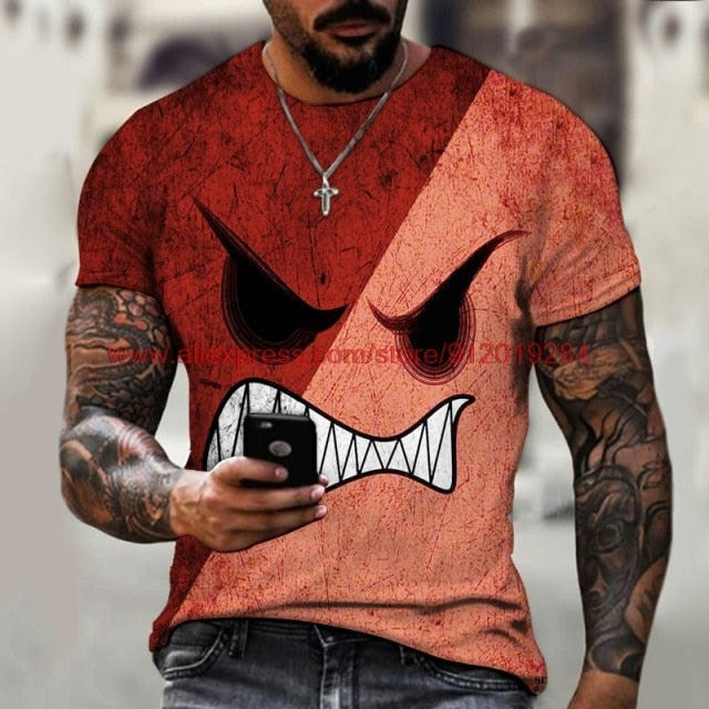 Funny pattern men's t-shirt horror O-neck t-shirt summer fashion top boy clothing large size streetwear men's hip hop 3D t shirt