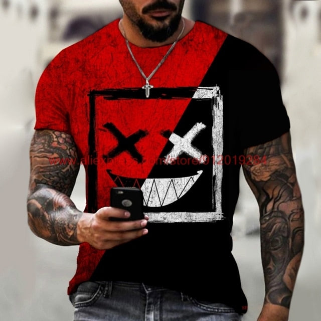 Funny pattern men's t-shirt horror O-neck t-shirt summer fashion top boy clothing large size streetwear men's hip hop 3D t shirt