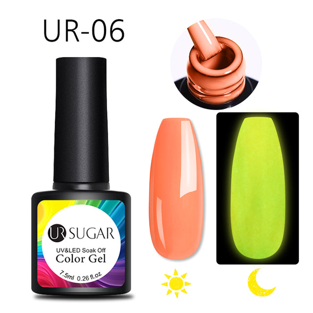 UR SUGAR 7.5ml Luminous Gel Nail Polish Glow In Dark Fluorescent Neon UV LED Nails Gel Soak Off Gel Varnish Nail Art Tools