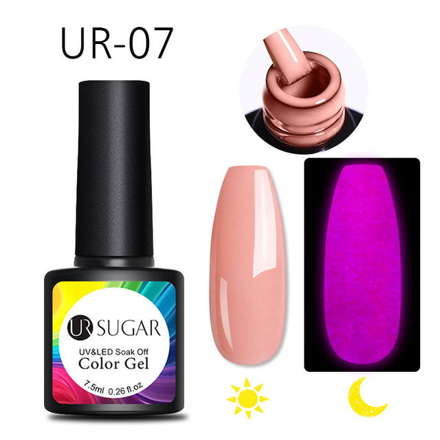 UR SUGAR 7.5ml Luminous Gel Nail Polish Glow In Dark Fluorescent Neon UV LED Nails Gel Soak Off Gel Varnish Nail Art Tools