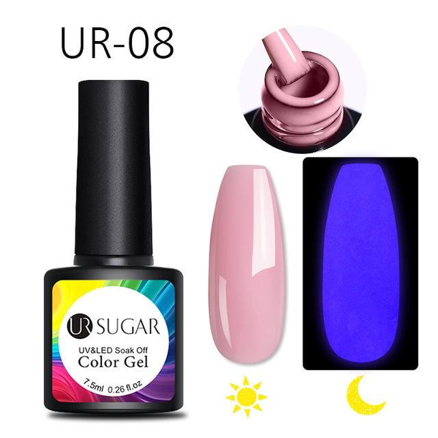 UR SUGAR 7.5ml Luminous Gel Nail Polish Glow In Dark Fluorescent Neon UV LED Nails Gel Soak Off Gel Varnish Nail Art Tools