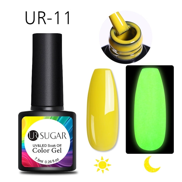 UR SUGAR 7.5ml Luminous Gel Nail Polish Glow In Dark Fluorescent Neon UV LED Nails Gel Soak Off Gel Varnish Nail Art Tools