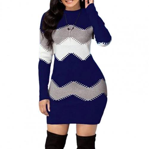 Women Autumn Knitted Mini Sweater Dress Multi-color Top Casual Long-sleeved Striped Sweater Slim Christmas Sweaters for Female