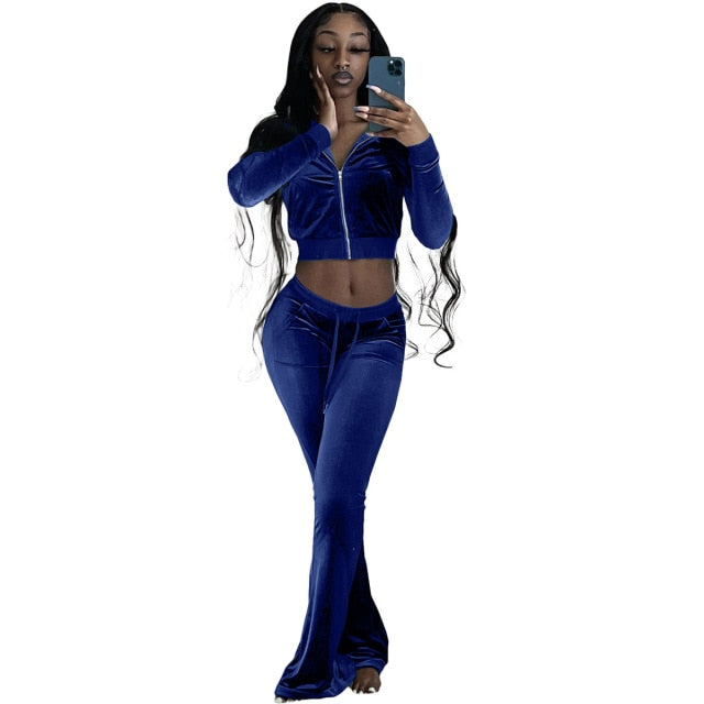 F171 Autumn Winter Women Outdoor Casual Sports Solid Velvet Two Piece Set Top and Pants Tracksuit Sweatsuit Outfits