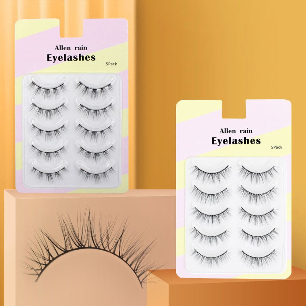 5 Pairs/set 3d Mink Eyelashes Make Up Curling Eyelashes Soft Wispy long Cross False Eyelashes Reusable Eyelash Wholesale 2021