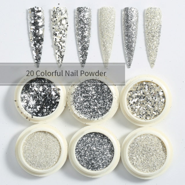 Neon Nail Powder Pigment Set Fluorenscence Spangle Nail Glitter Make Up sparkle Shining Chrome Dust Decoration
