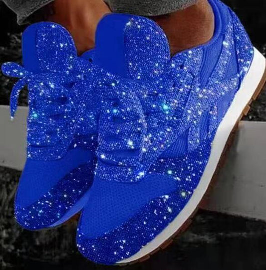 2020 New Casual Women Bling Sneakers Flat Ladies Vulcanized Shoes Female Height Increase Chunky Sneaker Running Sparkling Shoes