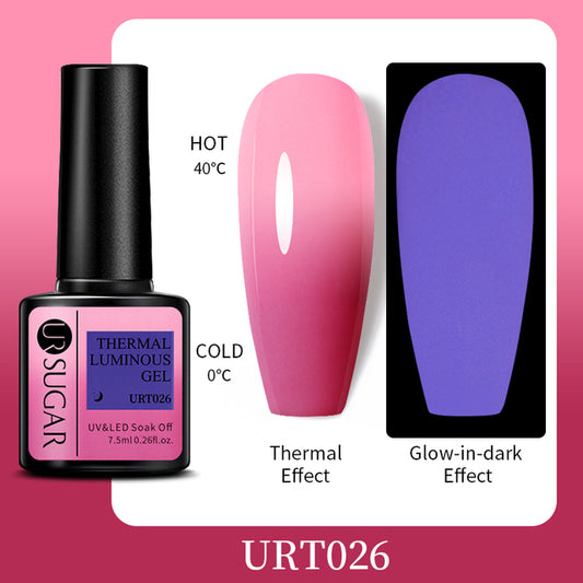 UR SUGAR 7.5ml Luminous Thermal Gel Nail Polish 2 In 1 Color Changing Glow in Dark Soak Off Manicuring UV Gel Nail Art Varnish