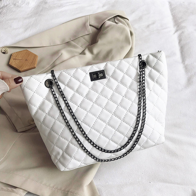Luxury Brand Diamond Lattice Chain Tote Bags for Women Classic Handbags PU Leather Sac A Main Fashion Shoulder Bag Large Capcity