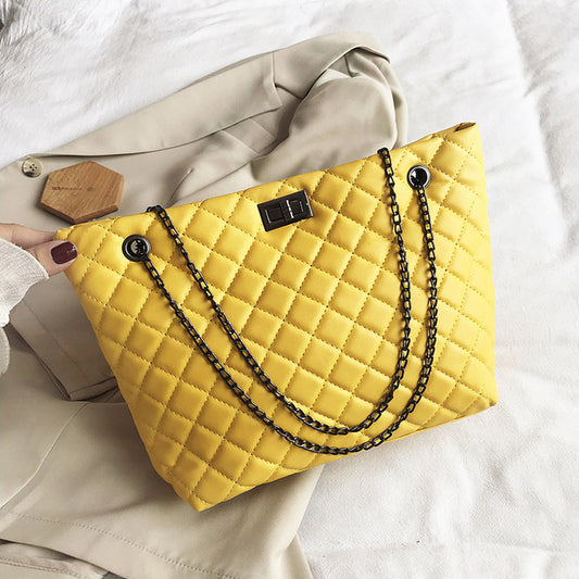 Luxury Brand Diamond Lattice Chain Tote Bags for Women Classic Handbags PU Leather Sac A Main Fashion Shoulder Bag Large Capcity