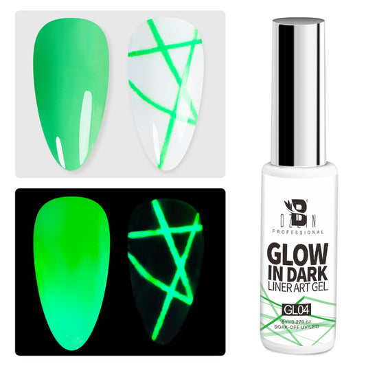BOZLIN 12 Colors Glow In Dark Liner Art Gel 8ml Soak Off UV/LED Luminous Neon Color Gel Nail Polish Nail Art Tool Designs Liners