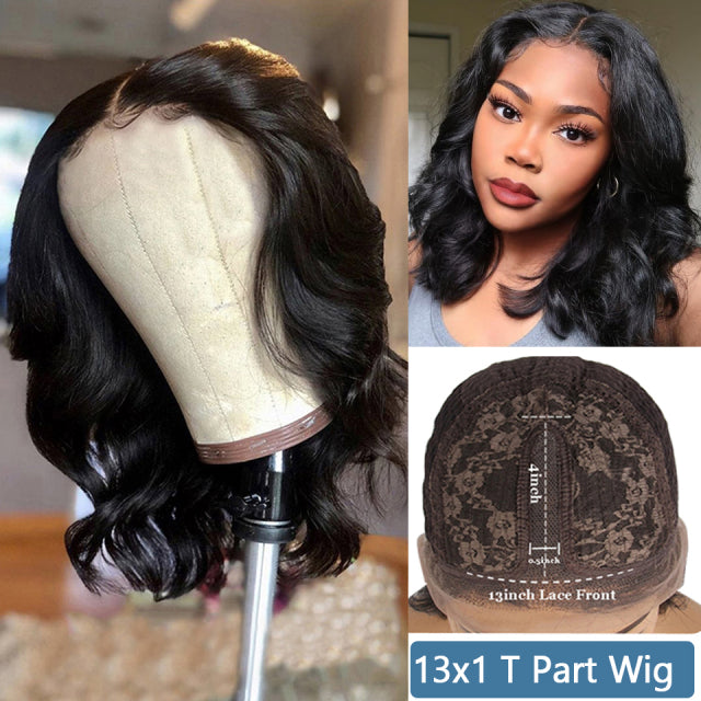 Body Wave Bob Wig Side Part Peruvian Human Hair 13x4 Lace Frontal Wig Natural Color Lace closure Wigs For black Women Brennas