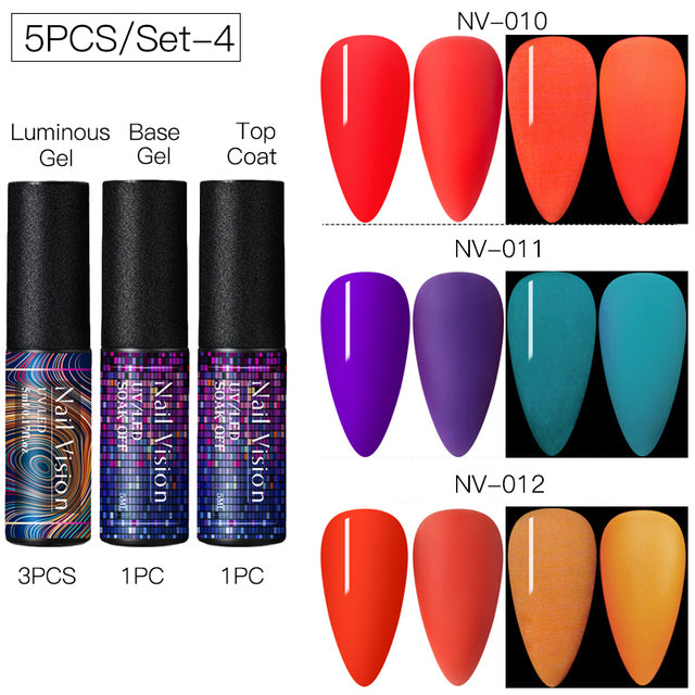 Luminous Nail Gel Glow In Dark Fluorescent Neon UV LED Semi Permanent Soak Off Gel Varnish Lighting In Night Nail Art Varnish
