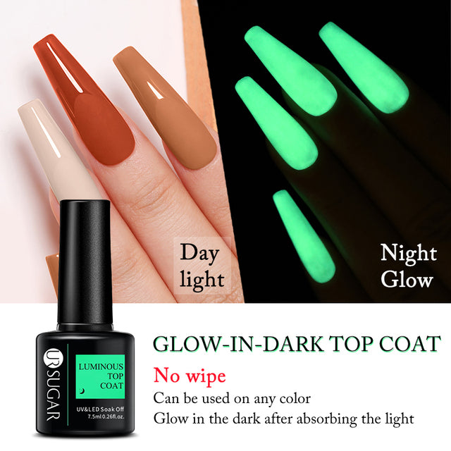 UR SUGAR 7.5ml Luminous Nail Gel Polish Reflective Glitter Glow Light In Dark Fashy UV LED Gel Soak Off Gel Varnish Nail Art DIY