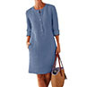 Solid Color spring Cotton Linen Dress 2021 Spring Button O-Neck Knee Party Dress Women Long Sleeve Pocket Dresses Plus Size 5XL