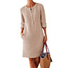 Solid Color spring Cotton Linen Dress 2021 Spring Button O-Neck Knee Party Dress Women Long Sleeve Pocket Dresses Plus Size 5XL