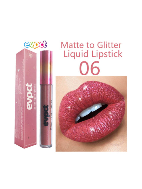15 Colors Sexy Shimmer Diamond Glitter Lip Gloss Matte Liquid Lipstick Long Lasting Waterproof Pearl Velvet Lipgloss Lip Makeup