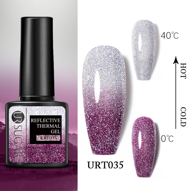 UR SUGAR Thermal Ultra-thin Glitter 3 Colors Soak Off UV Gel Color-chaging Snowflake Temperature Color Change Gel Nail Art Gel
