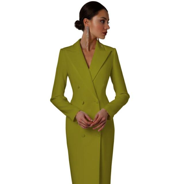 Autumn White Double Breasted Women Long Jacket Suits Ladies Prom Evening Guest Formal Wear Custom Made