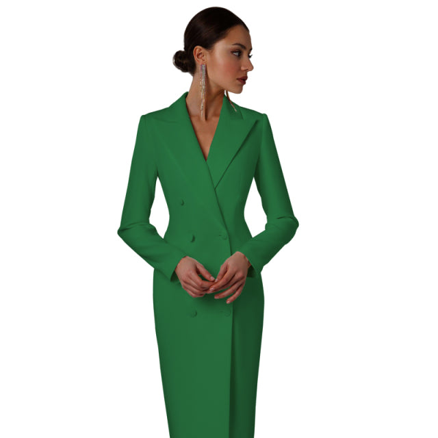 Autumn White Double Breasted Women Long Jacket Suits Ladies Prom Evening Guest Formal Wear Custom Made