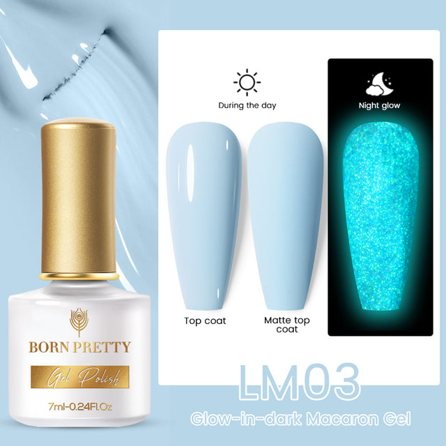 BORN PRETTY Glow-In-Dark Macaron Gel Nail Polish Summer Ice Cream Colors Luminous Nail Gel Soak Off UV LED Gel All for Manicure