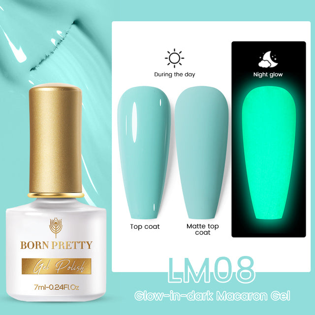 BORN PRETTY Glow-In-Dark Macaron Gel Nail Polish Summer Ice Cream Colors Luminous Nail Gel Soak Off UV LED Gel All for Manicure