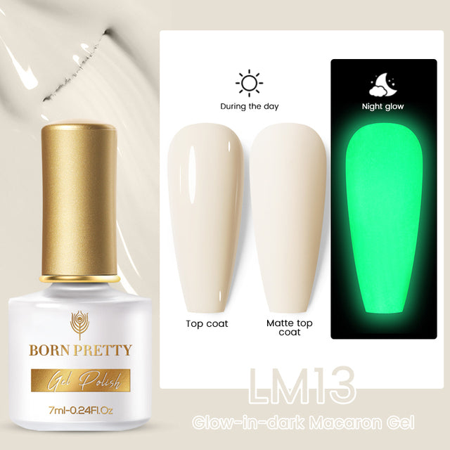 BORN PRETTY Glow-In-Dark Macaron Gel Nail Polish Summer Ice Cream Colors Luminous Nail Gel Soak Off UV LED Gel All for Manicure