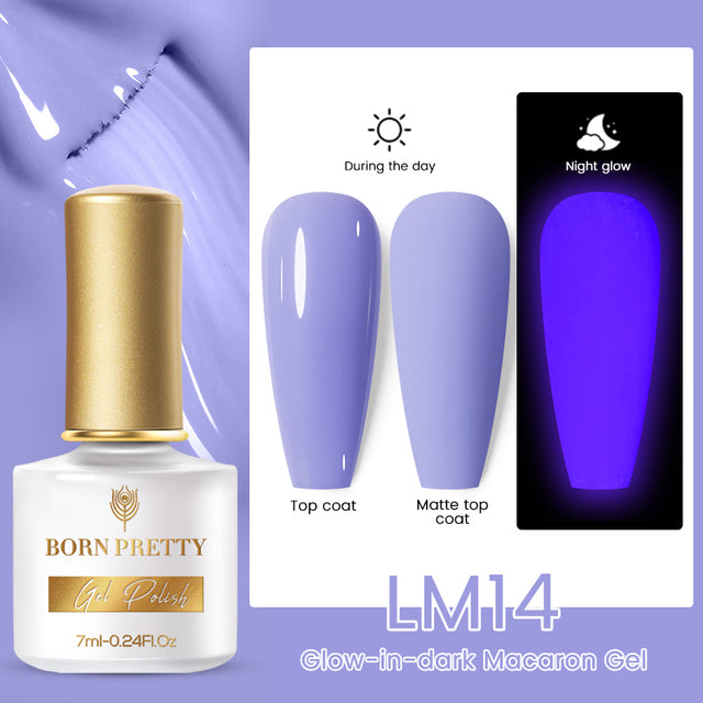 BORN PRETTY Glow-In-Dark Macaron Gel Nail Polish Summer Ice Cream Colors Luminous Nail Gel Soak Off UV LED Gel All for Manicure