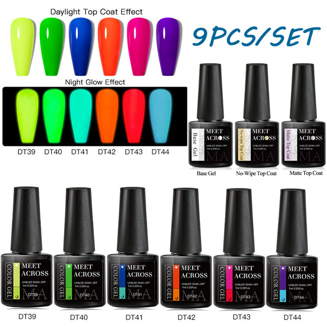 Luminous Nail Gel Glow In Dark Fluorescent Neon UV LED Semi Permanent Soak Off Gel Varnish Lighting In Night Nail Art Varnish