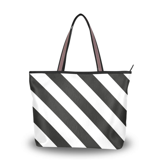 Black and white grid printed shoulder bag female casual tower design beach bag summer style ladies canvas shopper handbag wome