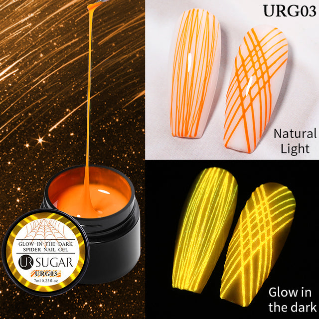 UR SUGAR Luminous Wire Drawing Gel Varnish Manicure Glow In Dark Spider Painting Gel Nails Art DIY Design