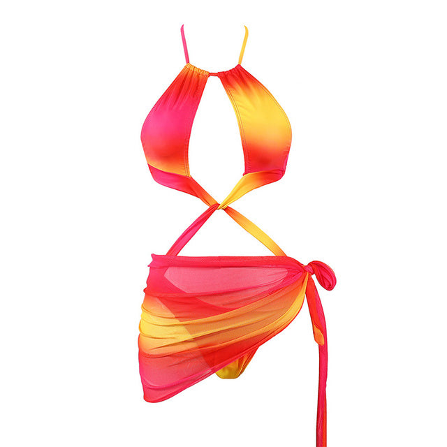 Rinabe Sexy Bikini 2022 Swimsuit Hollow Out Bikinis Women Swimwear Tie Dye One Piece Swimsuits Thong Biquini Bathing Suit Women