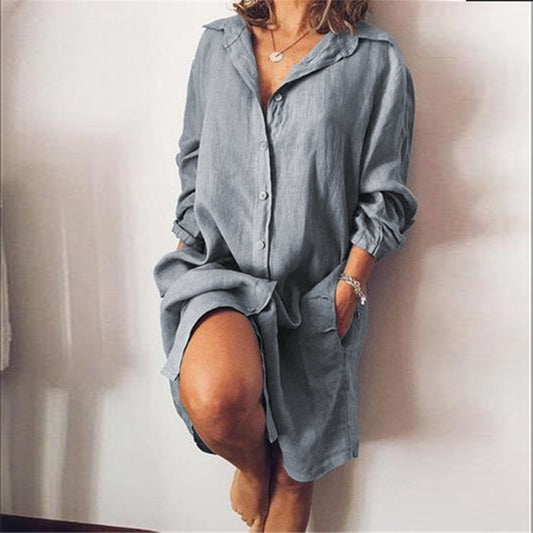 2022 ZANZEA Women's Blouse Casual Shirt Vestidos Fashion Button Long Sleeve Shirts Female Lapel Work Blusa  Tunic S-