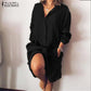 2022 ZANZEA Women's Blouse Casual Shirt Vestidos Fashion Button Long Sleeve Shirts Female Lapel Work Blusa  Tunic S-