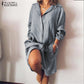 2022 ZANZEA Women's Blouse Casual Shirt Vestidos Fashion Button Long Sleeve Shirts Female Lapel Work Blusa  Tunic S-