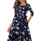 Nice-forever Spring Solid Color with Button Retro Elegant Dresses Party Flare Swing Women Dress A241